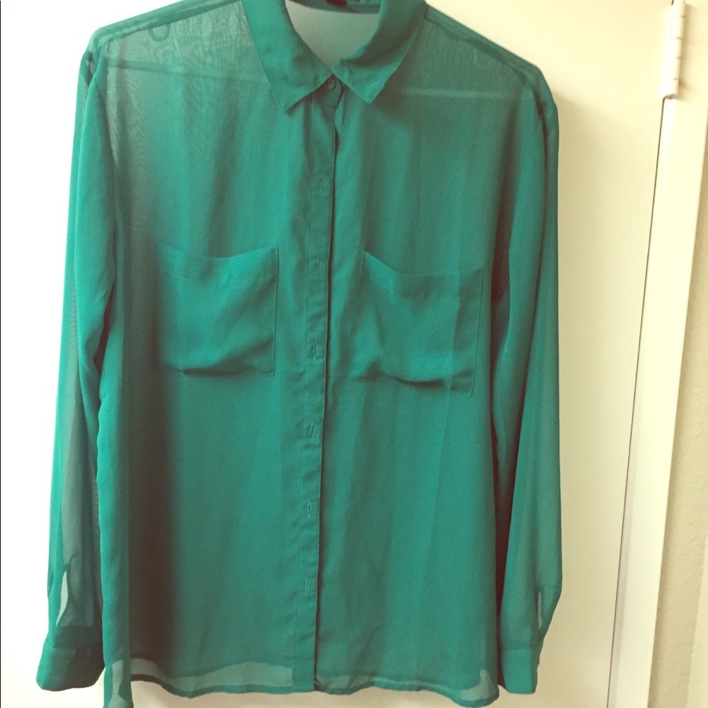 Sheer long sleeve blouse